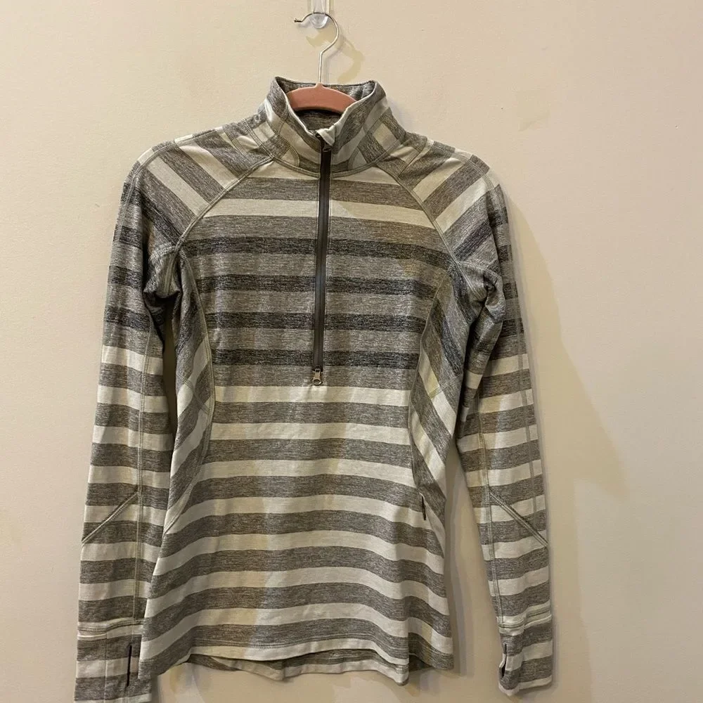 Lululemon Race Your Pace 1/2 Zip Pullover Gray Striped Women Size 6